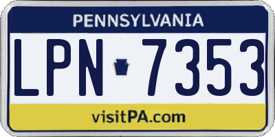 PA license plate LPN7353