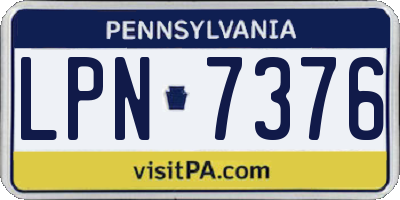 PA license plate LPN7376