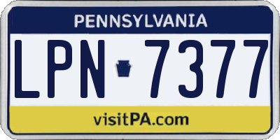 PA license plate LPN7377