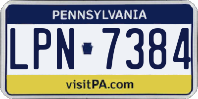 PA license plate LPN7384