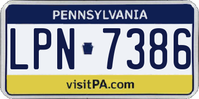 PA license plate LPN7386