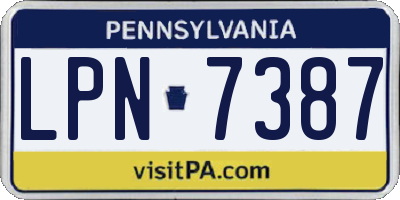 PA license plate LPN7387
