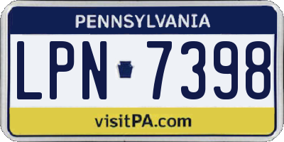 PA license plate LPN7398