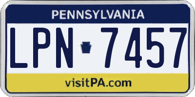 PA license plate LPN7457