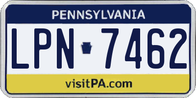 PA license plate LPN7462