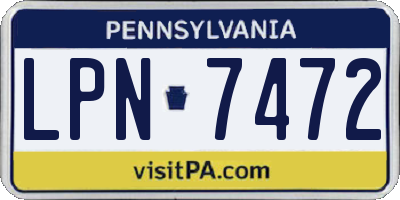 PA license plate LPN7472