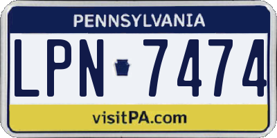 PA license plate LPN7474