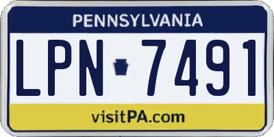PA license plate LPN7491