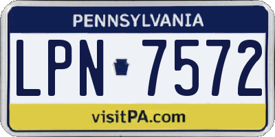 PA license plate LPN7572
