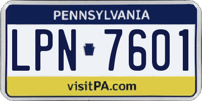 PA license plate LPN7601