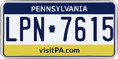 PA license plate LPN7615