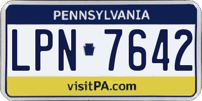 PA license plate LPN7642