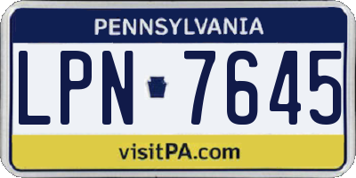 PA license plate LPN7645