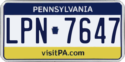 PA license plate LPN7647