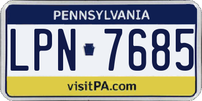 PA license plate LPN7685