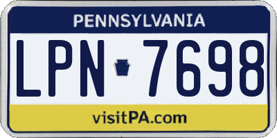 PA license plate LPN7698