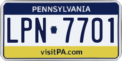 PA license plate LPN7701