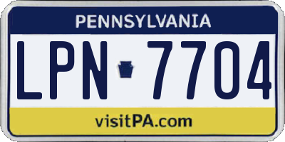 PA license plate LPN7704