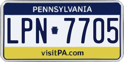 PA license plate LPN7705