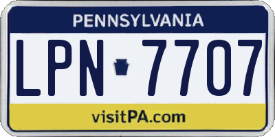 PA license plate LPN7707