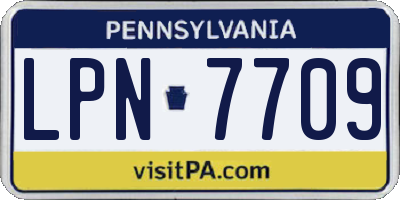 PA license plate LPN7709