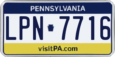 PA license plate LPN7716