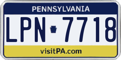 PA license plate LPN7718