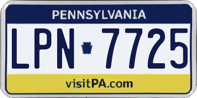 PA license plate LPN7725
