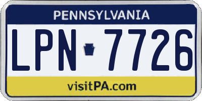 PA license plate LPN7726