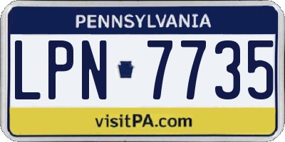 PA license plate LPN7735