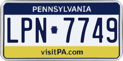 PA license plate LPN7749