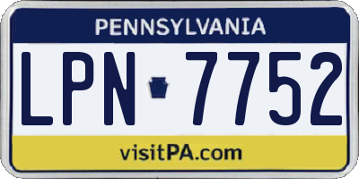 PA license plate LPN7752