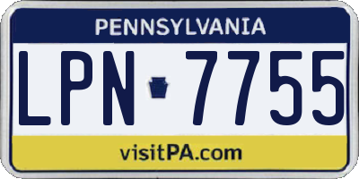 PA license plate LPN7755