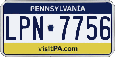 PA license plate LPN7756