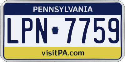 PA license plate LPN7759