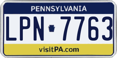 PA license plate LPN7763