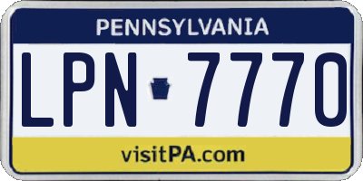 PA license plate LPN7770