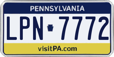 PA license plate LPN7772