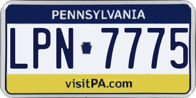 PA license plate LPN7775