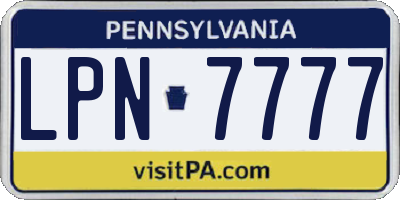 PA license plate LPN7777