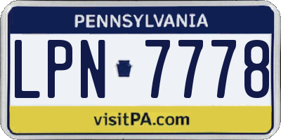 PA license plate LPN7778