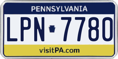 PA license plate LPN7780