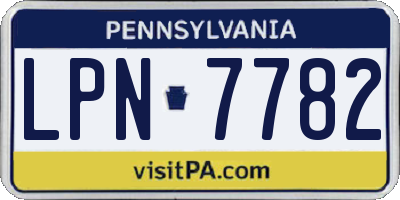 PA license plate LPN7782