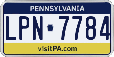 PA license plate LPN7784