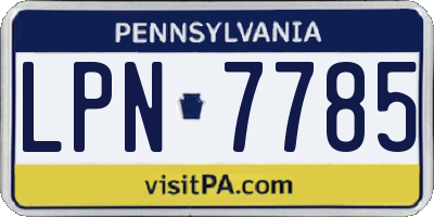 PA license plate LPN7785