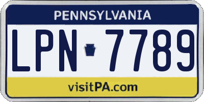 PA license plate LPN7789