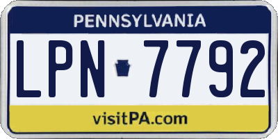 PA license plate LPN7792