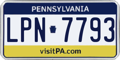 PA license plate LPN7793