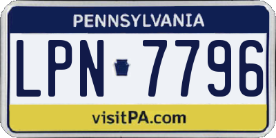 PA license plate LPN7796