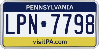PA license plate LPN7798